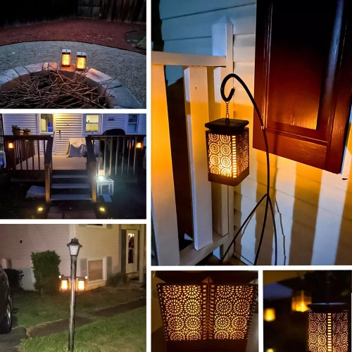 Ogrodowa lampka solarna LED pochodnia lampion latarenka | 17cm 600mAh efekt płomienia | Lampa solarna - pochodnia stołowa SMF-12LED