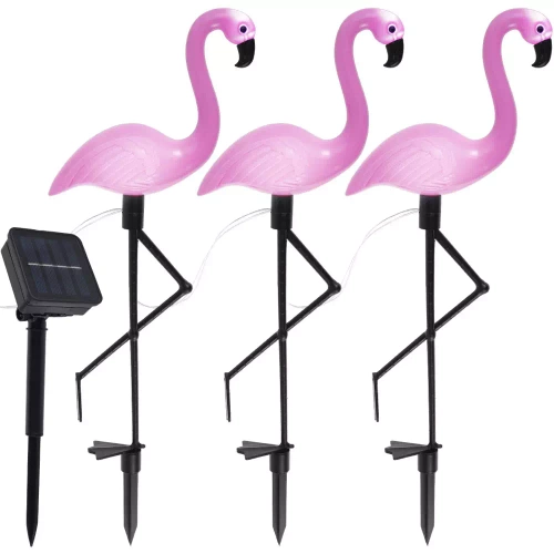 Ogrodowa lampka solarna LED Flamingi 3sz | 51cm, 600mAh | BRD-3IN1
