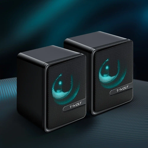 Głośniki komputerowe gamingowe stereo | 6 W | USB, 3,5 mm | T-Wolf S3 RGB | S2