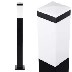 Lampa ogrodowa stojąca, słupek kwadratowy na żarówkę E27 | Zasilanie 230V, stal nierdzewna | Czarny mat, 90cm | LLF-90CM