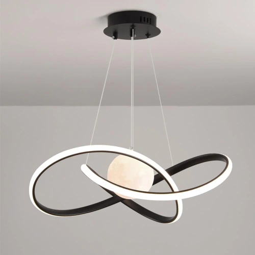 Lampa wisząca LED 60W | Stylowa lampa z księżycem 3D | RLT-50CM-60W-B