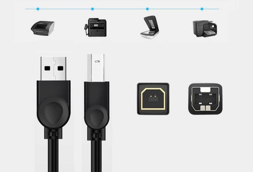 Kabel USB-A - USB-B do drukarki, skanera | 5 metra | UP-5-5M-Black