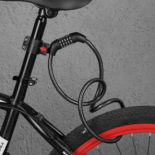Blokada rowerowa na kod | Linka zabezpieczająca 100 cm | Zapięcie rowerowe 5-cyfrowe | Antykradzieżowa linka stalowa | BLC-566