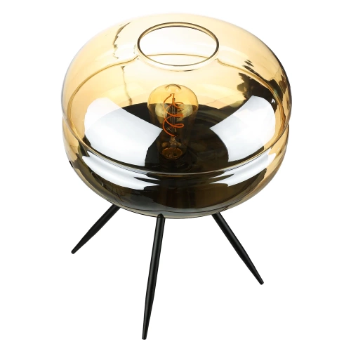 Stylowa lampka nocna z szklanym kloszem | Nowoczesna szklana lampka stołowa | BH-233-BROWN