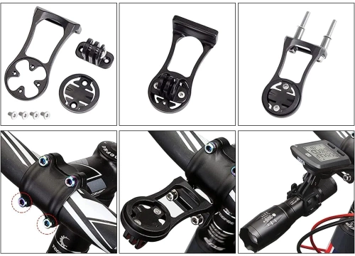 Uchwyt na mostek do komputera rowerowego i GoPro | Aluminiowy uchwyt kompatybilny z Garmin, Bryton | MBZJ-042