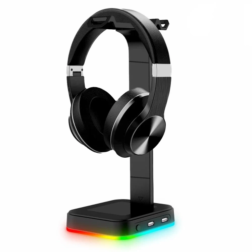 Podstawka pod słuchawki | stojak, hak, wieszak na słuchawki | podświetlenie RGB | HS-D9-BLACK
