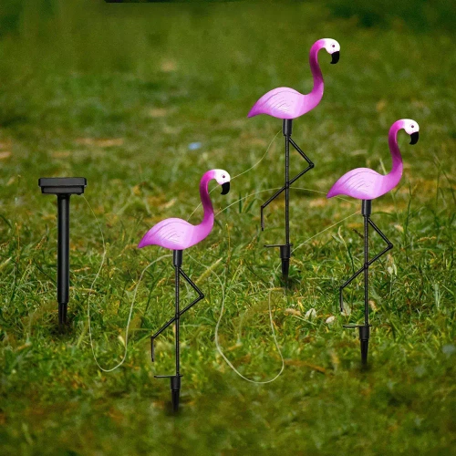 Ogrodowa lampka solarna LED Flamingi 3sz | 51cm, 600mAh | BRD-3IN1