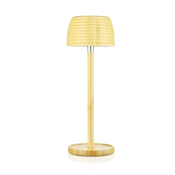 Bambusowa lampka stołowa LED  z dotykową regulacją barwy | Bezprzewodowa lampka nocna w wbudowanym akumulatorem 1500 mAh, USB-C | YG-VM41B