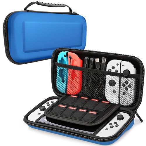 Wzmocnione etui na konsolę Nintendo Switch | Kieszeń z siatki, przegródki na 10 kartridży | XJ-098