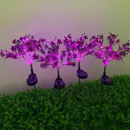 Kwiatek solarny | Ogrodowa lampa solarna LED Storczyk bukiet | 60 cm, 600 mAh | FLD-16-PURPLE