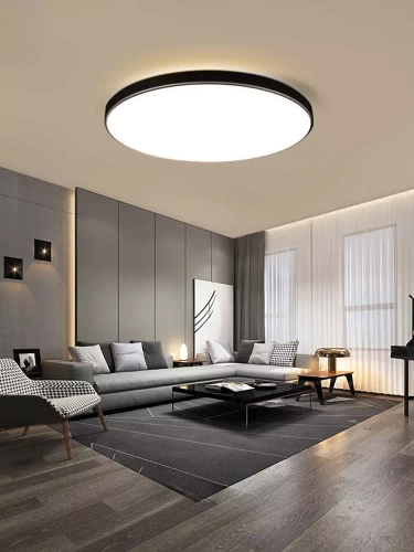 Czarny, okrągły plafon LED 24W | Niemrugający CCD panel natynkowy | RLB-C30W-B