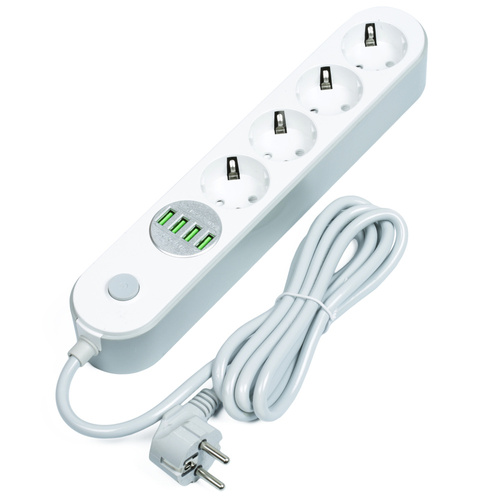 Listwa sieciowa 4 gniazda + 4 USB | Przedłużacz 1.8M | LH-4423
