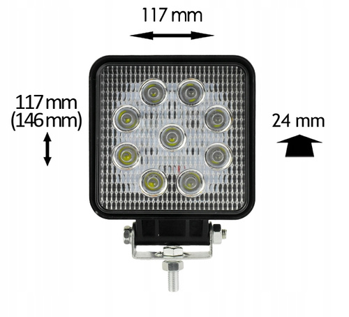 Lampa robocza 27W 9-32V kwadratowa WL5027 Flood