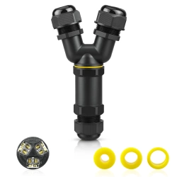 Hermetyczna mufa kablowa IP68 | Wodoodporne złącze Y 2×3-pin 450V 32A do kabli 4–14 mm | M685-YA