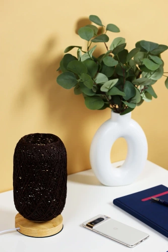Rattanowa lampka nocna | Stylowa lampka stołowa | ZBD-C2314-BR