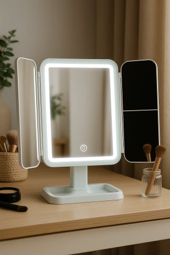 Składane lusterko kosmetyczne do makijażu z podświetleniem LED i powiększeniem 2X 3X | XR-3300-WHITE