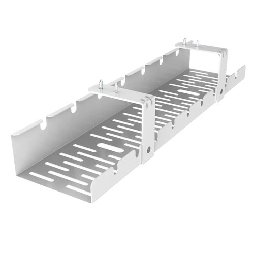Organizer na kable pod blat biurka 50 cm | Koszyk, prowadnica, uchwyt | Biały | CWT-O1