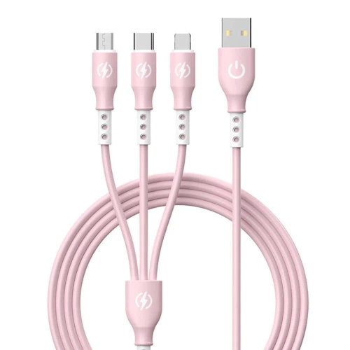 Kabel USB z trzema końcówkami do ładowania | B2-3in1-pink