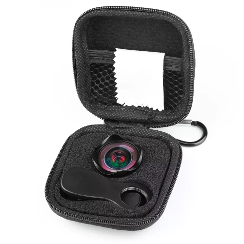 Obiektyw 4K HD, soczewka, nakładka na telefon | 2w1 makro 15x + szeroki kąt | Klips, etui, ściereczka | DT-020