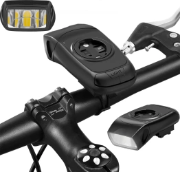 Lampa rowerowa 3w1 LED z klaksonem | Uchwyt na komputer GPS Garmin  lub telefon | Inteligentne oświetlenie z wbudowanym akumulaorem | 05BQ0062