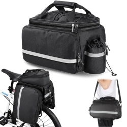 Wodoodporna sakwa rowerowa na bagażnik 27L |  Torba rowerowa z pokrowcem przeciwdeszczowym  i odblaskami | Wytrzymała torba rowerowa 3w1 | ZTB-670
