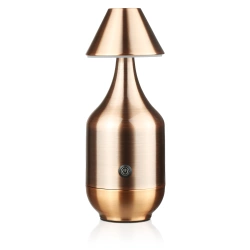 Miedziana lampa stołowa LED z  wbudowanym akumulatorem | Dotykowa lampka nocna  z regulacją mocy oraz barwy | Nowoczesna  lampa do restauracji, hotelu, salonu | YG-D030-COPPER