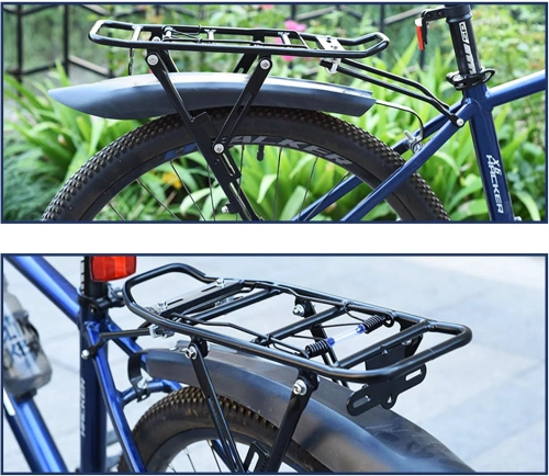 Uniwersalny tylny bagażnik rowerowy z klapką sprężynową | Aluminiowy regulowany bagaznik do 27 kg |   BIK-ZJ667