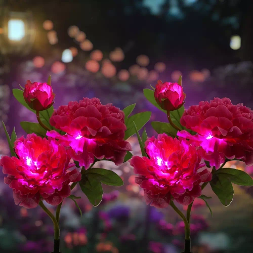 Kwiatek solarny | Ogrodowa lampa solarna LED Peonia fioletowa | 80 cm, 600 mAh | FLD-10-PURPLE