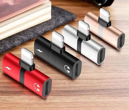 Przejściówka Lightning - 2x Lightning | Adapter audio do telefonu iPhone | UA-008