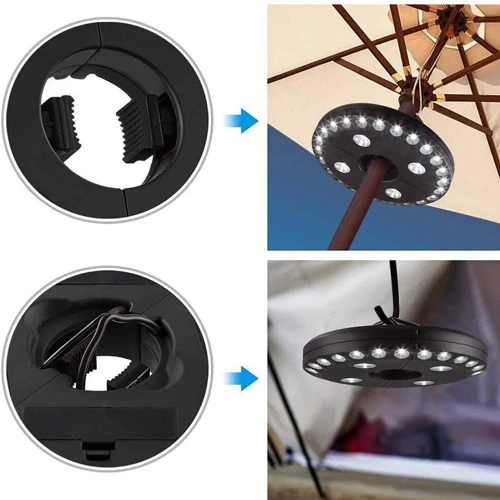 Lampa pod parasol ogrodowy ⌀22-45mm | 28 diod LED, 3 tryby świecenia, zasilanie 4x AA | LY-G003