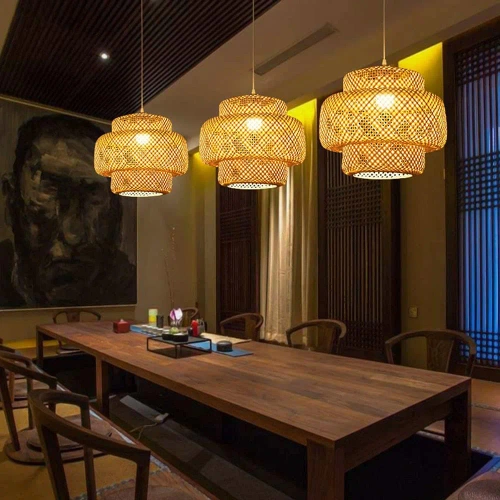 Ręcznie robiona lampa bambusowa wisząca | BOHO | Chiński żyrandol