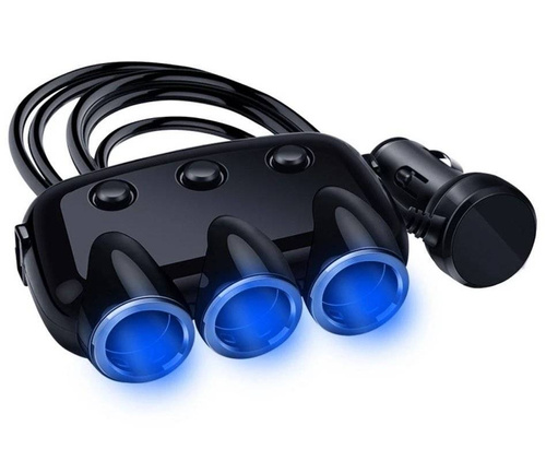Rozdzielacz gniazda zapalniczki z dedykowanymi włącznikami | 2 porty USB 3.1A | C09
