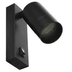 Czarna lampa ścienna | Kinkiet z ruchomym reflektorem | Reflektor z gwintem GU10 | Lampka nocna z włącznikiem | BD-C278-Black