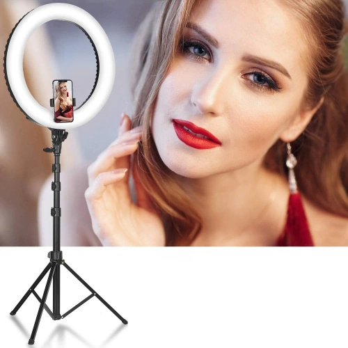 Mocna lampa pierścieniowa 300W RL-480 ze statywem 210cm | 3 odcienie bieli | SENY | RL-480 2w1