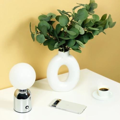 Elegancka lampa stołowa z regulacją barwy oraz mocy świecenia | Dotykowa lampka nocna z wbudowanym akumulatorem |  YG-D031-SILVER