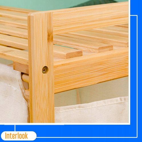 Podwójny kosz na pranie z szafką | Bambusowy | NZ-2BS-Bamboo