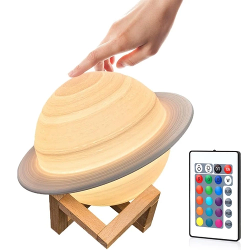 Lampka stołowa w kształcie Saturna | Lampka nocna z pilotem RGB | Lampka dziecięca zmieniająca kolor | XK-D13