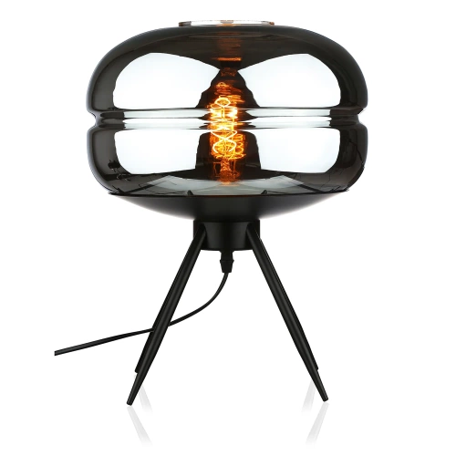 Stylowa lampka nocna z szklanym kloszem | Nowoczesna szklana lampka stołowa | BH-233-BLACK