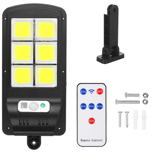 Ogrodowa lampa solarna LED z czujnikiem ruchu i zmierzchu IP65 | 120 diod LED COB | Pilot IR | LD-120COB-6S