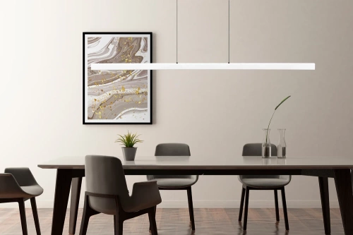 Nowoczesna prostokątna lampa wisząca | sterowanie pilotem | LED | biała | SX41-150CM-60W-W