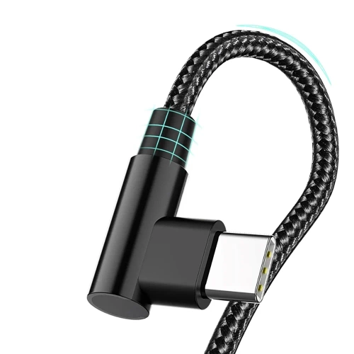 Kabel GSM | Kabel kątowy USB-C | Kabel z wtykiem 90st. | Szybkie ładowanie POWER DELIVERY | Kabel z transmisją danych | PD-F60W-1M-B