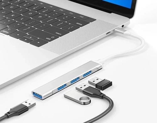 Rozdzielacz USB-C na 4x USB-A | adapter, rozgałęźnik typ C 4w1 | HUB