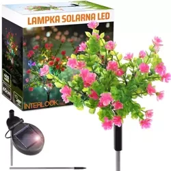 Kwiatek solarny | Ogrodowa lampa solarna LED | 65 cm, 600 mAh | FLD-31-PINK