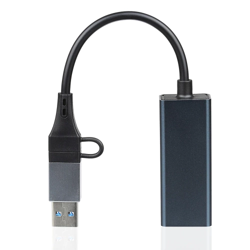 Karta sieciowa Ethernet USB 3.0 | Adapter 2w1 | Adapter USB-C | JC-WK03-GREY