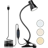 Lampka biurkowa na klips | Elastyczna lampka do czytania | Nocna lampka z możliwością zmiany barwy | Lampka LED USB | FH-08-5W-BK