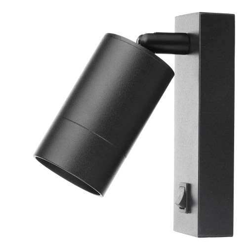 Czarna lampa ścienna | Kinkiet z ruchomym reflektorem | Reflektor z gwintem GU10 | Lampka nocna z włącznikiem | BD-C278-Black