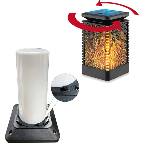 Ogrodowa lampka solarna LED pochodnia lampion latarenka | 17cm 600mAh efekt płomienia | Lampa solarna - pochodnia stołowa SMF-12LED