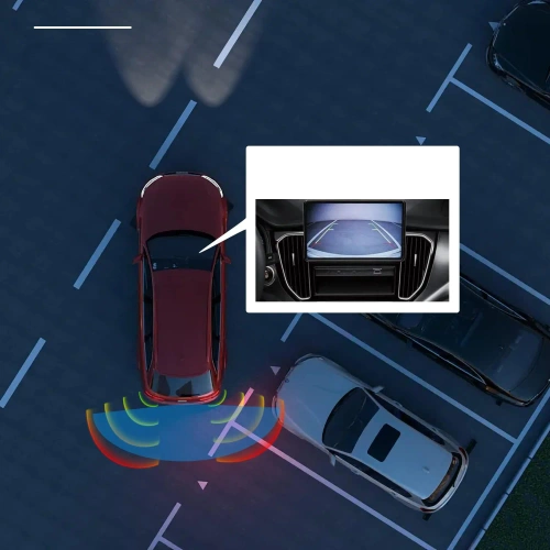 Ramka tablicy rejestracyjnej z kamerą cofania i czujnikami parkowania – 3w1 | Ramka z kamerą cofania i czujnikami – szeroki kąt, LED, wodoodporna IP67