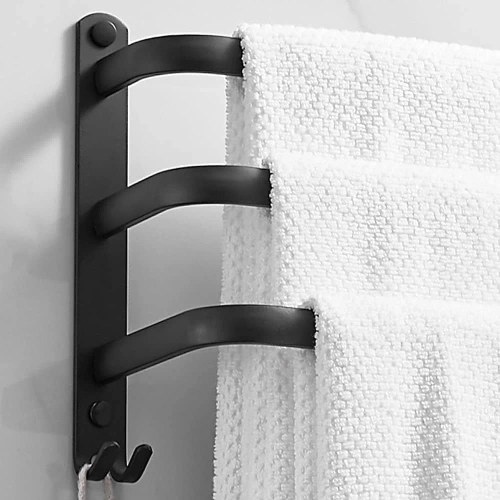 Wieszak na ręczniki | Uchwyt ścienny do łazienki | Drążek łazienkowy | MJR-50CM-3-BLACK