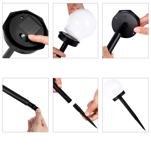Ogrodowa lampa solarna biała kula | wbijana, gruntowa | 10cm | YNG-105-WC